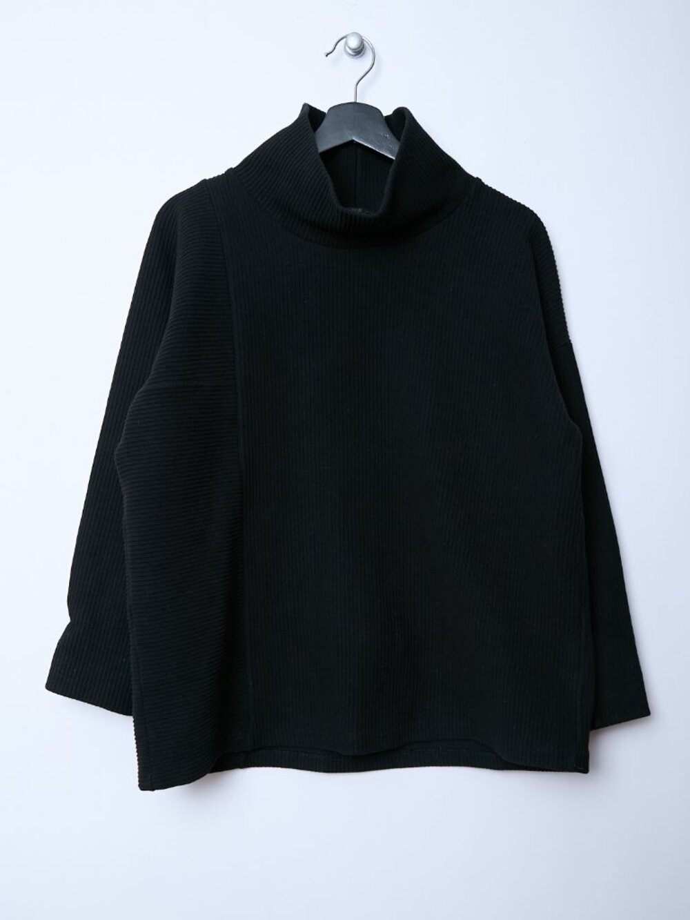 COS Funnel Neck Structured Ribbed Textured Boxy Oversized Fit Long Sleeve Top
